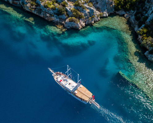 Sailing over the sunken city of Kekova, Kekova Turkey